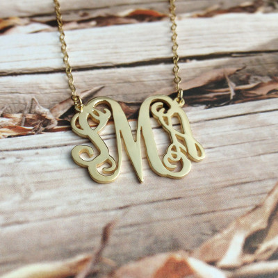 1 inch Monogram necklace-18k Gold Plated Personalized necklace Birthday Gift jewellery-925 Sterling silver rose gold-%100 Handmade