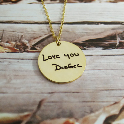 Actual Handwriting Disc Necklace