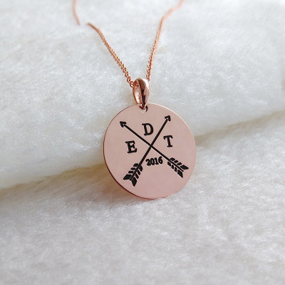 Arrows Date and Initials Necklace