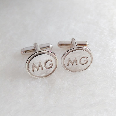 Circle Two Initial Cufflinks