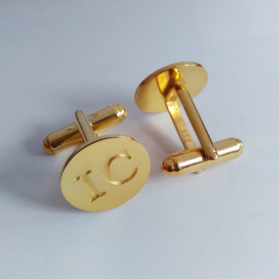 Gold Engraved Wedding Cufflinks