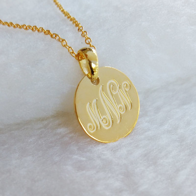Gold Initial Disk Necklace