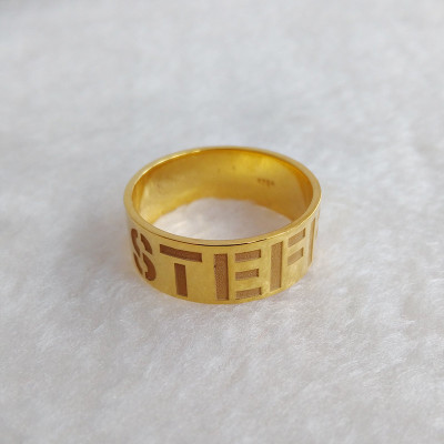 Gold Modern Letters Ring