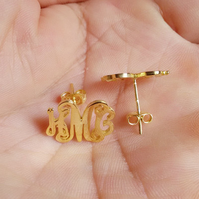 Gold Monogram Earrings