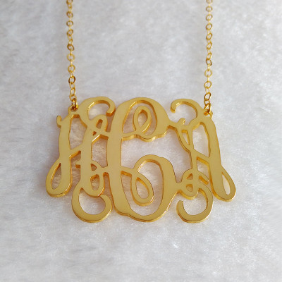 Gold Monogram Initial Necklace