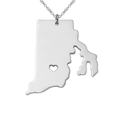 Gold RI State Necklace