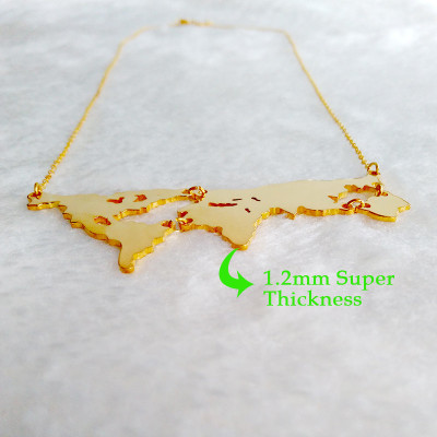 Gold World Map Necklace
