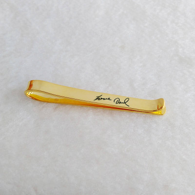Handwriting Tie Clip Gold