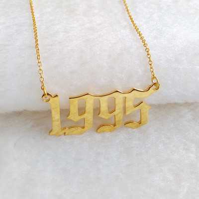 Old English Number Necklace