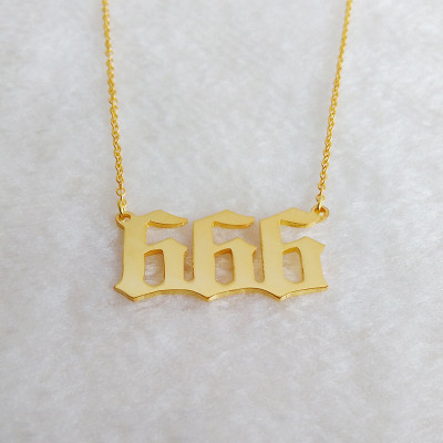 Old English Number Necklace