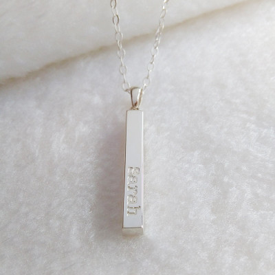 Personalized Silver Bar Necklace