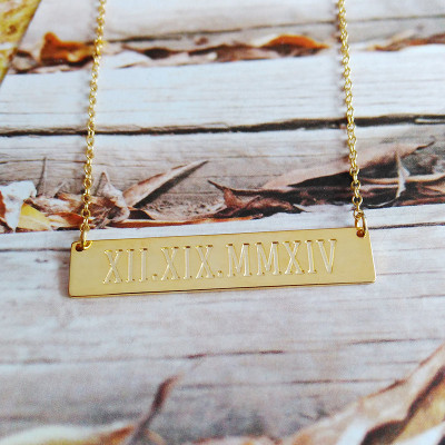 Roman Numeral Date Necklace