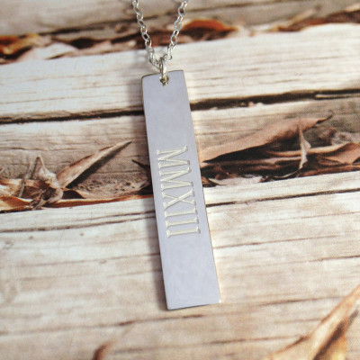 Roman Numeral Vertical Bar Necklace