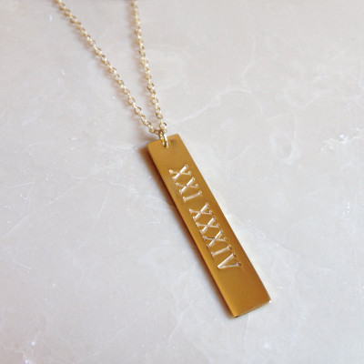 Roman Numeral Vertical Bar Necklace