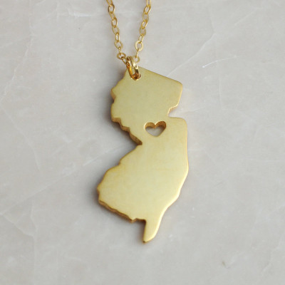 Rose Gold New Jersey State Necklace