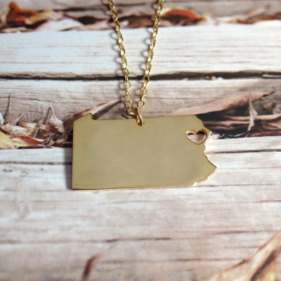 Rose Gold Pennsylvania State Necklace