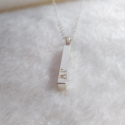 Silver Initial Bar Necklace