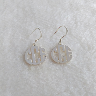 Sterling Silver Monogram Earrings-Personalize Earings any initial Monogram Earings 0.6"inch %100 Handmade