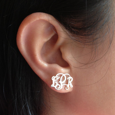 Sterling Silver Monogram Earrings
