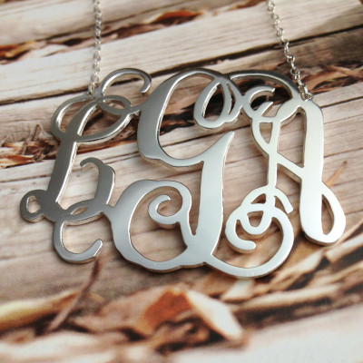 Three Initial Monogram Necklace