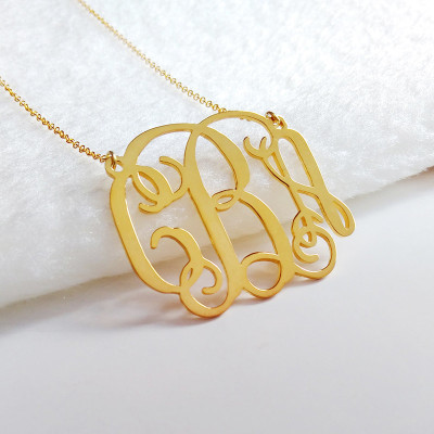 1.5 inch Gold Monogram Necklace