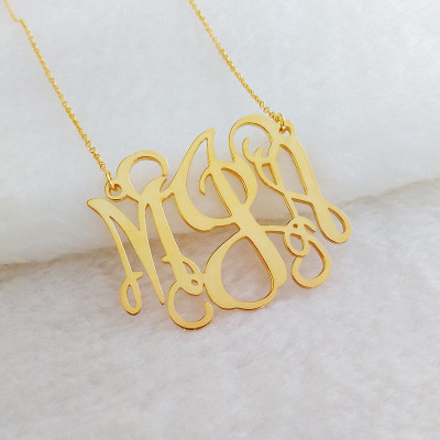 1.5" Gold Monogram Necklace