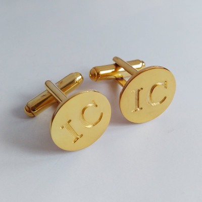 Gold Engraved Wedding Cufflinks