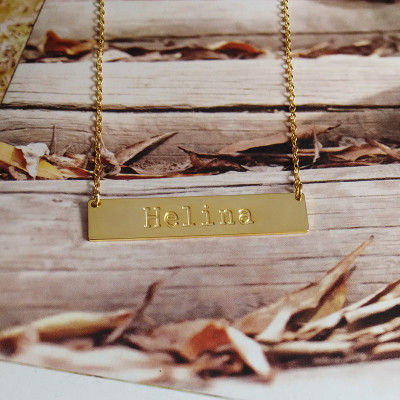 Gold Horizontal Name Bar Necklace