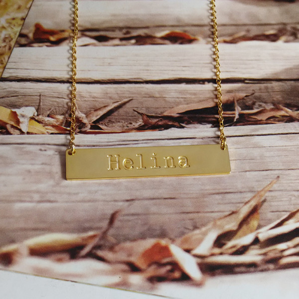Gold Horizontal Name Bar Necklace
