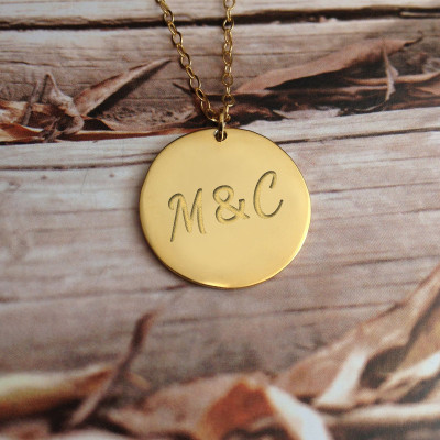 Gold Initial Disc Necklace