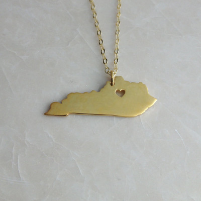 Gold Kentucky State Necklace