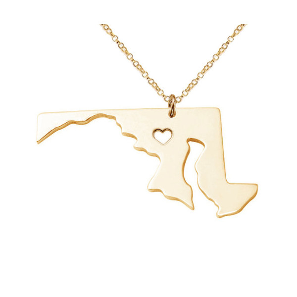 Gold MD State Shaped Necklace