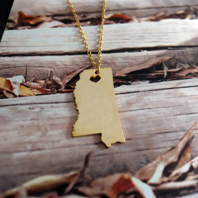 Gold MS State Necklace