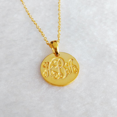 Gold Monogram Disc Necklace