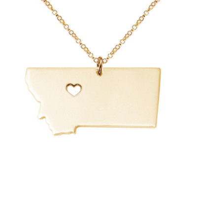 Gold Montana State Necklace