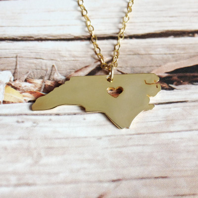 Gold NC State Shaped Necklace