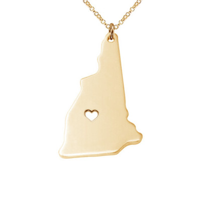 Gold NH State Necklace