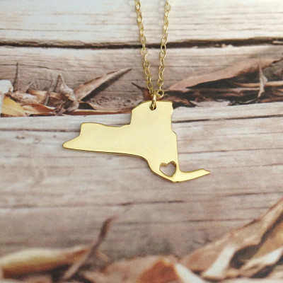 Gold NY State Necklace