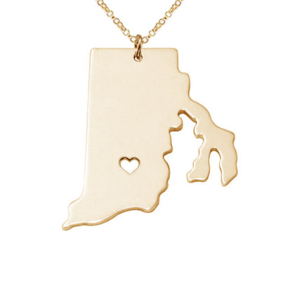 Gold RI State Necklace
