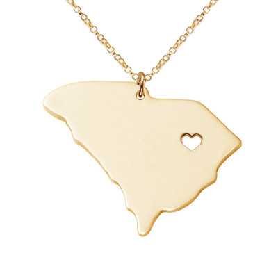 Gold SC State Necklace