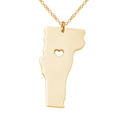 Gold Vermont State Charm Necklace