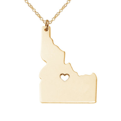 Idaho State Necklace ID State Charm Necklace State Shaped Necklace Personalized Idaho State Necklace 18k Gold State Necklace With A Heart