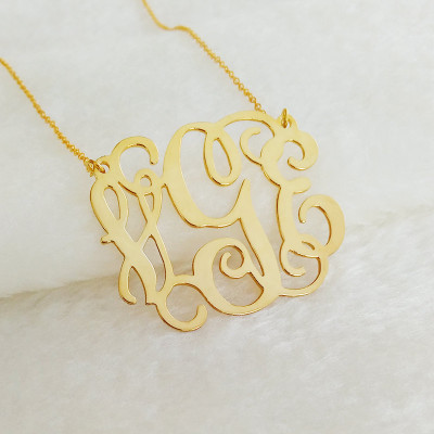 Large Gold Monogram Necklace