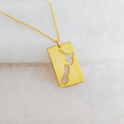 New Zealand Map Necklace