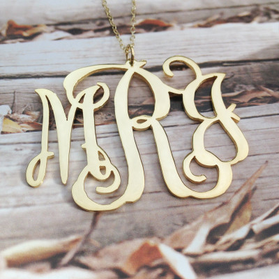 Personalized Necklace Initial Monogram Necklace 1.75inch 18k Gold Plated Initial Necklace Nameplate Necklace Custom Necklace Christmas Gift
