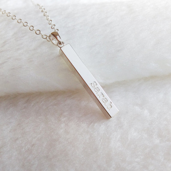 Personalized Silver Bar Necklace