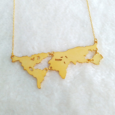 Personalized World Map Necklace