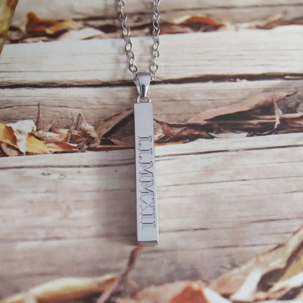 Roman Numeral Bar Necklace