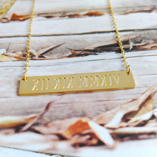 Roman Numeral Date Necklace