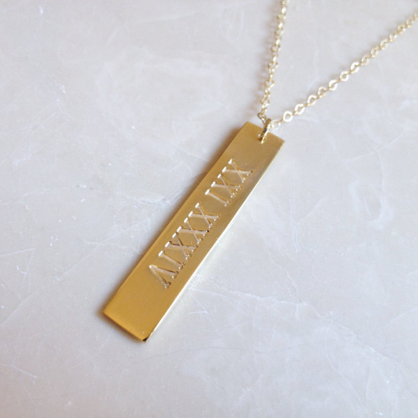 Roman Numeral Vertical Bar Necklace